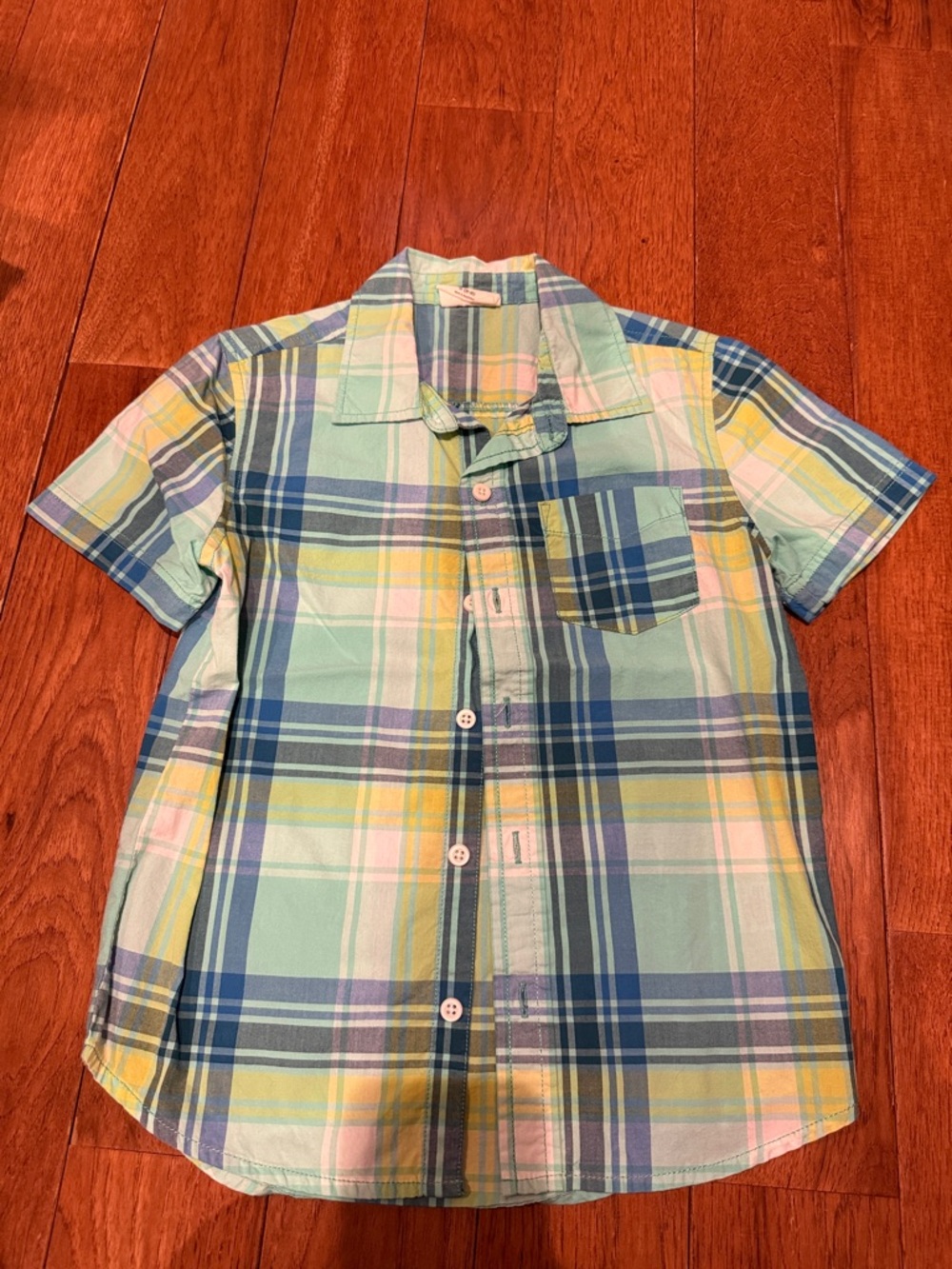 Crazy 8 Boys Short-Sleeve Plaid Button-Up Shirt - Mint, Blue & Yellow